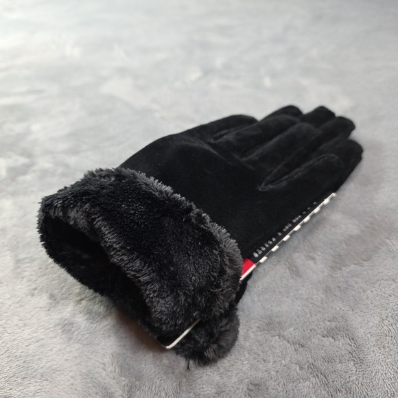 NWT Isotoner Women Micro Luxe Suede Casual Gloves Size Large Black Classic Warm - Picture 4 of 4